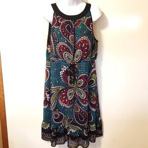 Women's Nicole Miller Colorful Paisley Midi Dress in Size 16